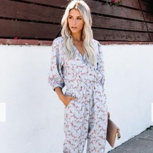 ANTIQUE FLORAL POCKETED JUMPSUIT size S